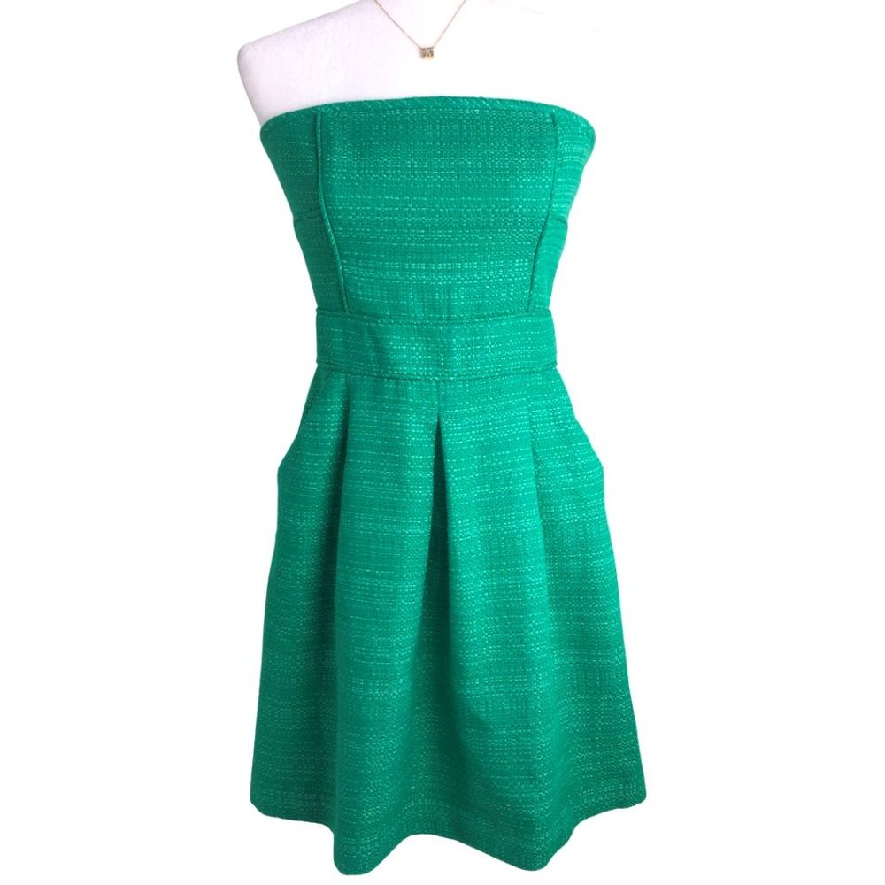 Banana Republic Emerald Tweed Strapless Dress 6